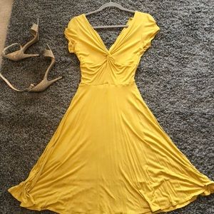 BCBG Maxazria Pineapple yellow mid-length dress